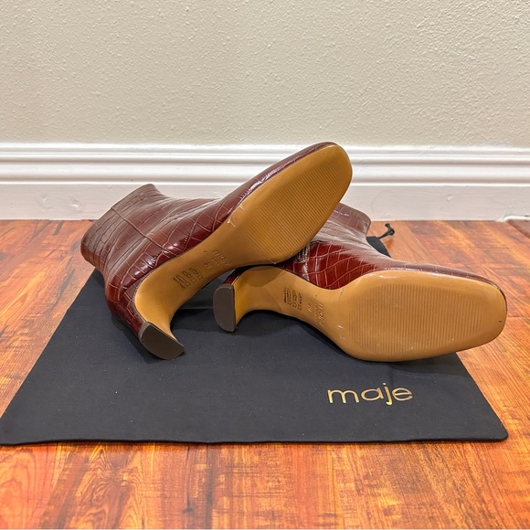 Brand new MAJE crocodile-effect embossed leather ankle boots size 36 - Picture 5 of 8